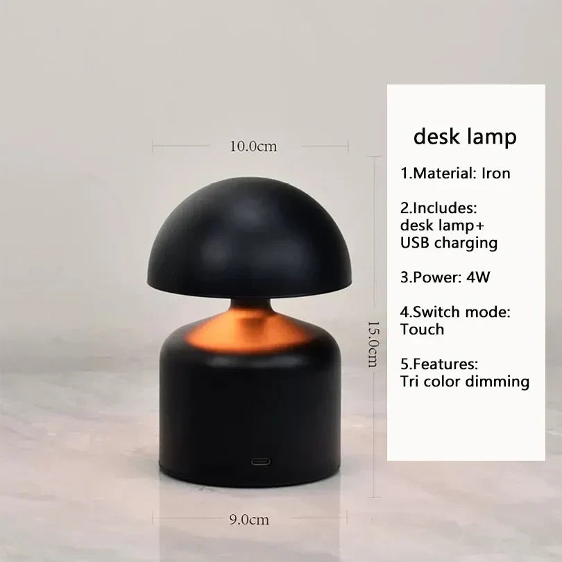 LED Table Lamps USB Rechargeable Touch Dimming Night Light 3 Color Cordless Atmosphere Bedroom Bedside Reading Lamps Decor Light - Lampe Chevet Design