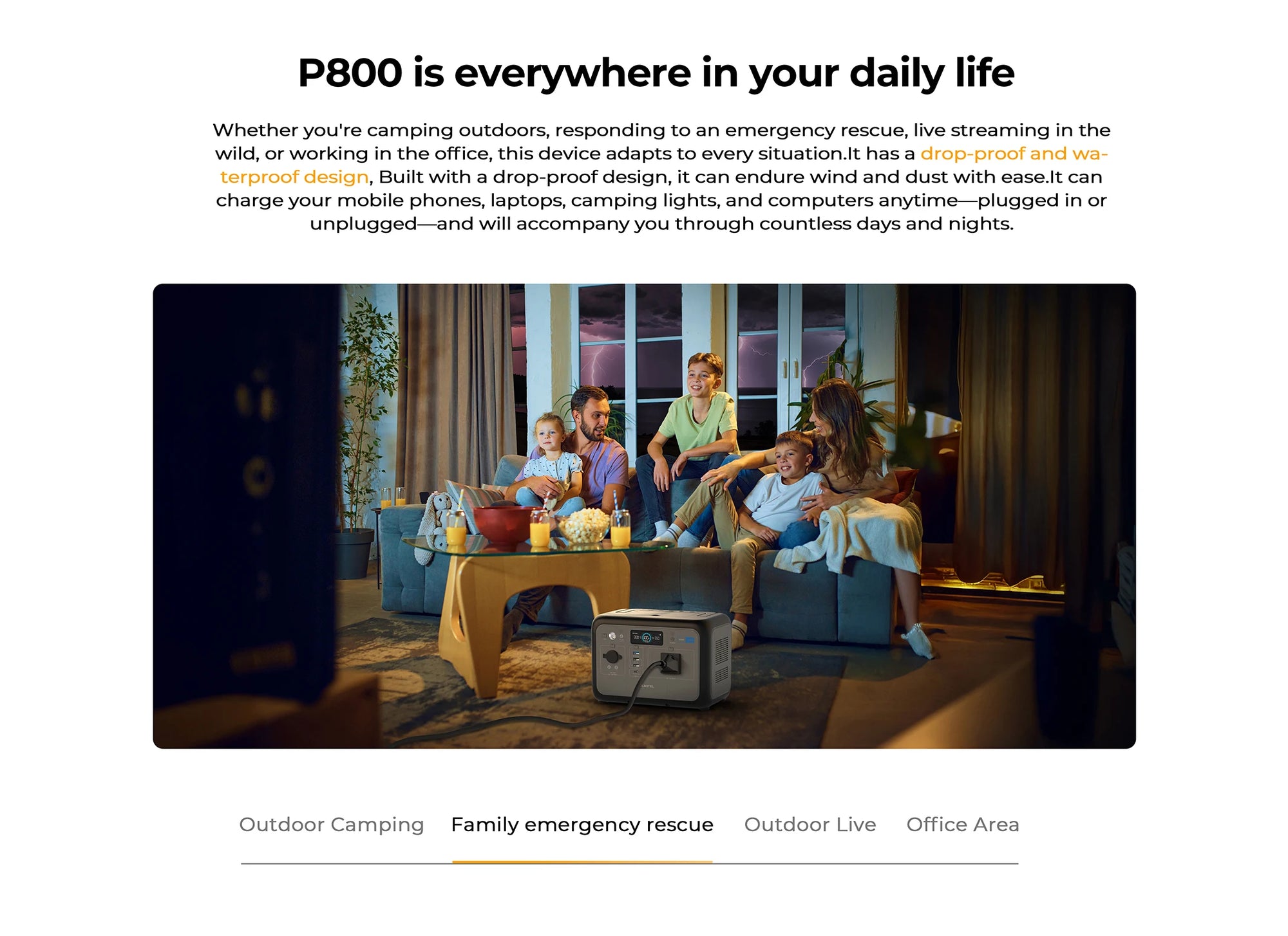 OUKITEL P800E – tragbare Powerstation 800W, Solargenerator LiFePO4 512Wh