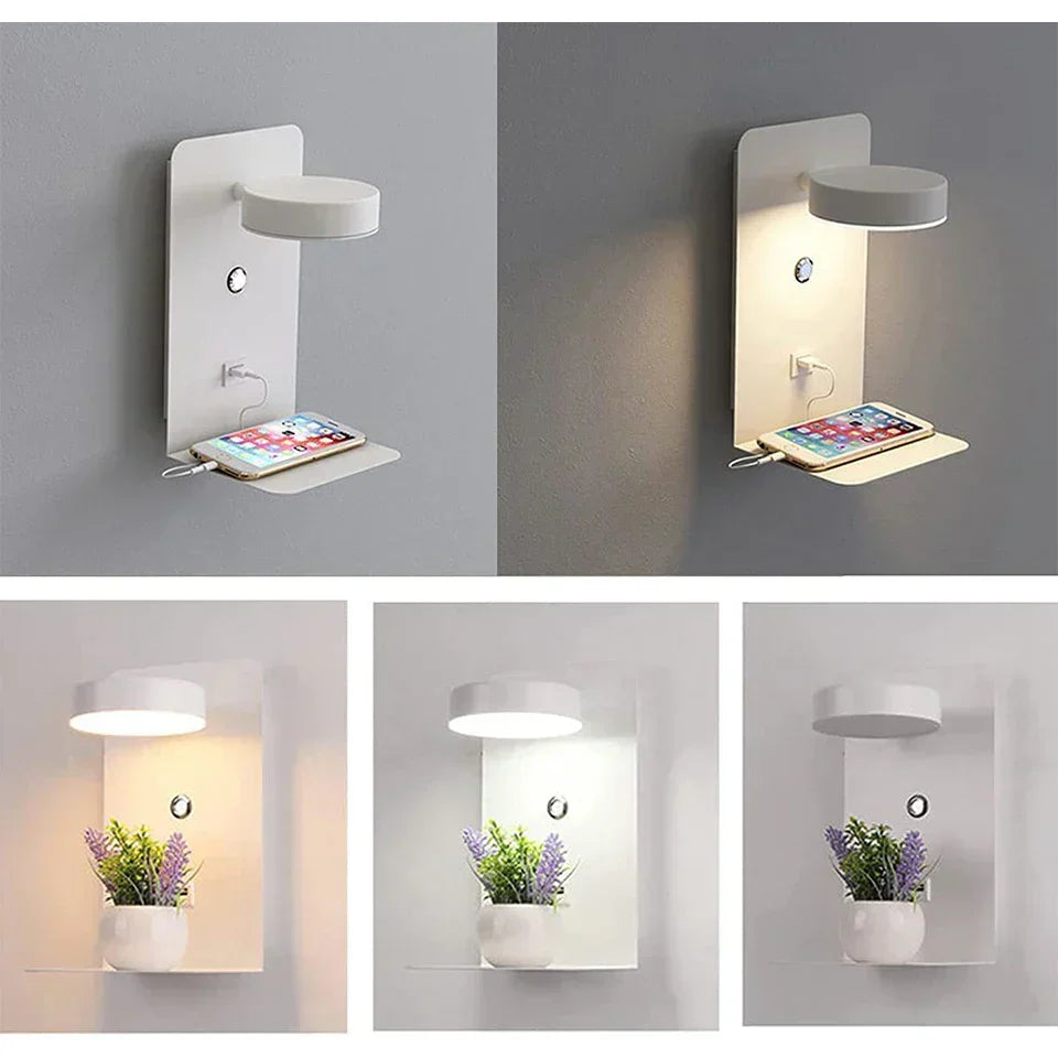 Lampe de Chevet Tactile Murale avec Chargeur de Téléphone - Lampe Chevet Design