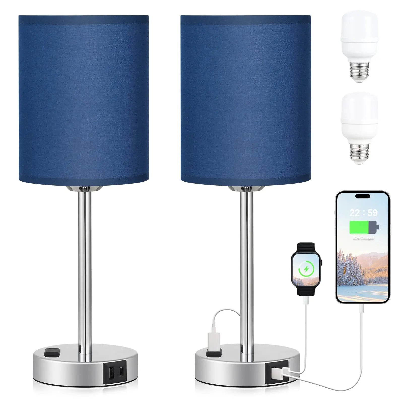 Lampe de chevet chargeur stylé - Lampe Chevet Design
