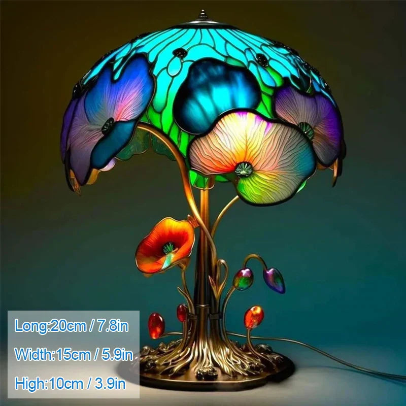 Lampe de chevet champignon fleuri teinté - Lampe Chevet Design