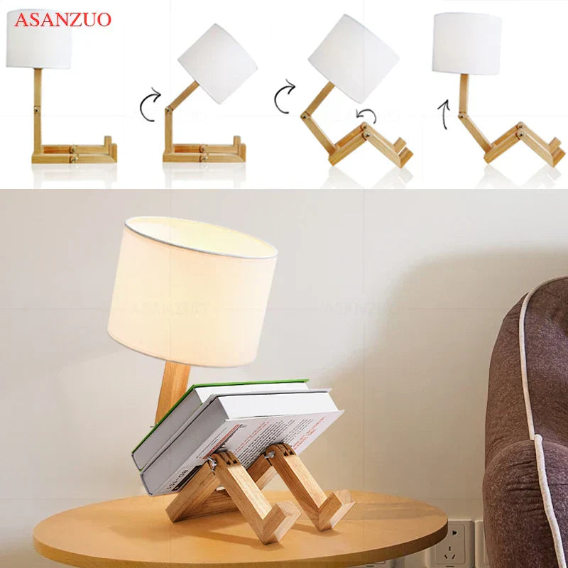 lampe de chevet pliable en bois 