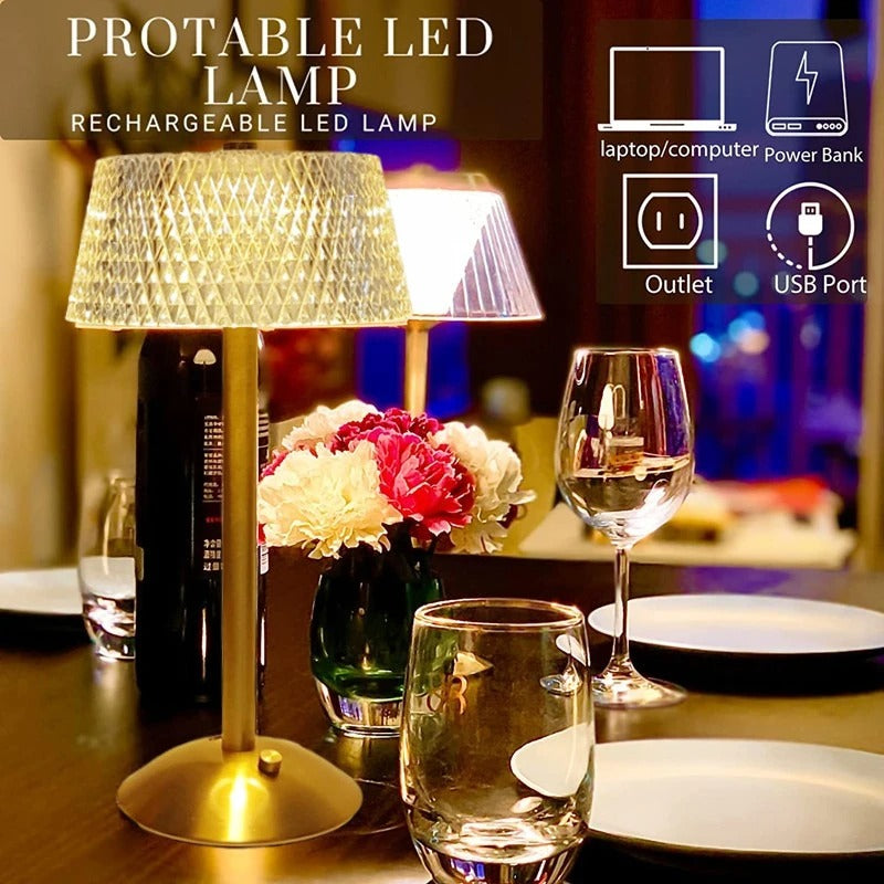 Lampe de chevet cristal tactile LED rechargeable - Lampe Chevet Design