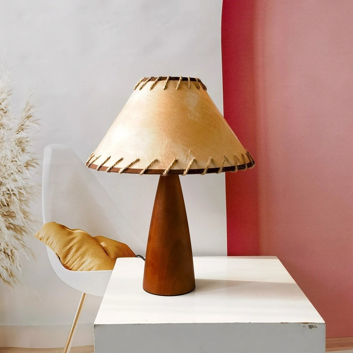 Lampe de chevet Rétro en Bois Massif - Lampe Chevet Design