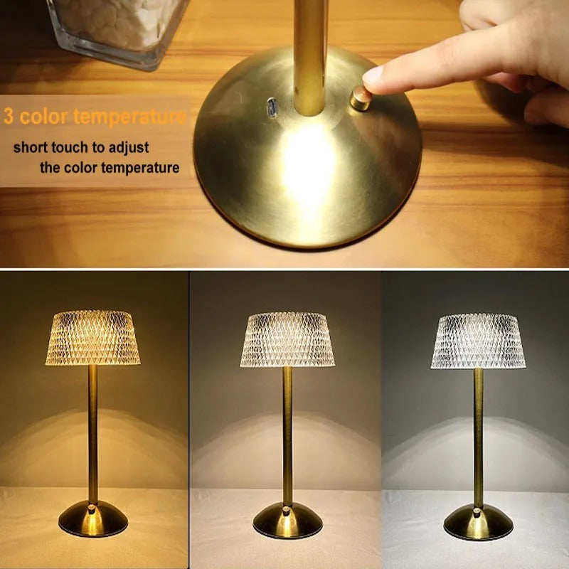 Lampe de chevet cristal tactile LED rechargeable - Lampe Chevet Design