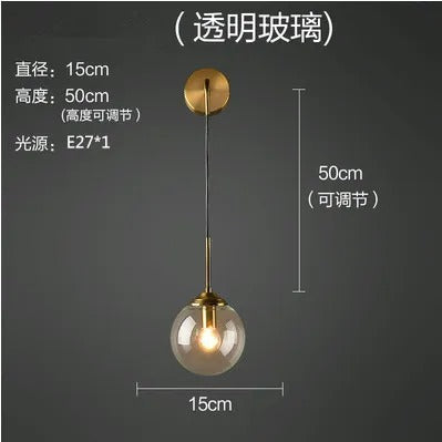 applique murale Suspendue en boule de Verre - Lampe Chevet Design