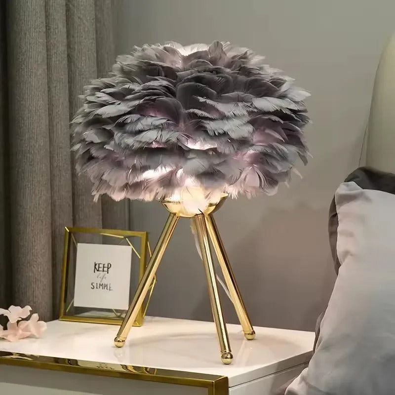 Lampe de chevet plume décorative - Lampe Chevet Design