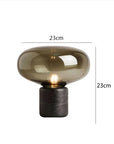 Lampe de chevet champignon marbre noir verre fumé - Lampe Chevet Design