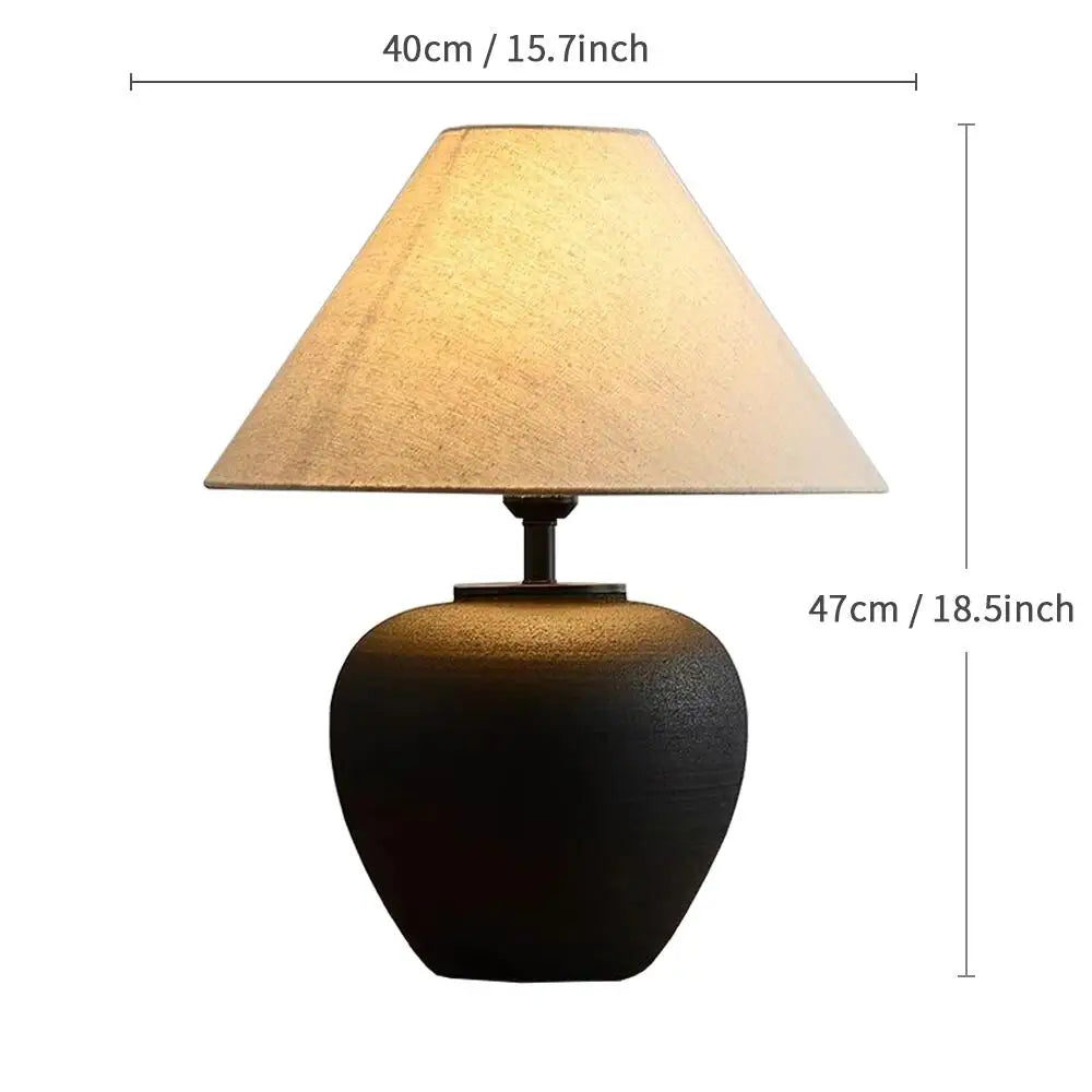 Wabi-sabi Ceramic Table Lamp Bedside Desk Lamp Decoration For Bedroom Light Fixture Japanese-style Table Lamp For Living Room - Lampe Chevet Design