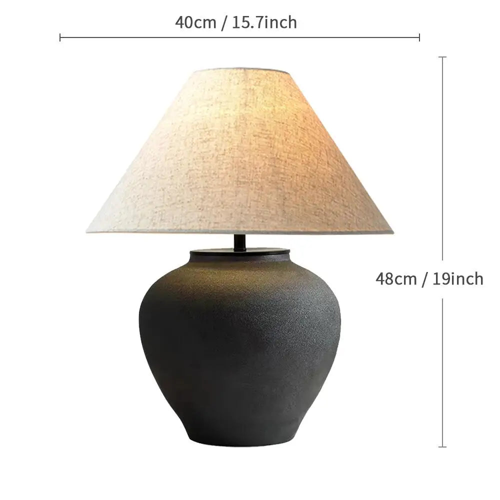 Wabi-sabi Ceramic Table Lamp Bedside Desk Lamp Decoration For Bedroom Light Fixture Japanese-style Table Lamp For Living Room - Lampe Chevet Design
