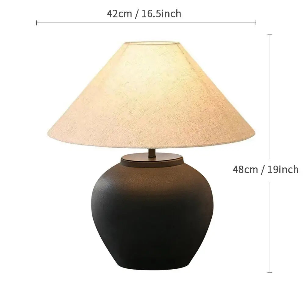 Wabi-sabi Ceramic Table Lamp Bedside Desk Lamp Decoration For Bedroom Light Fixture Japanese-style Table Lamp For Living Room - Lampe Chevet Design